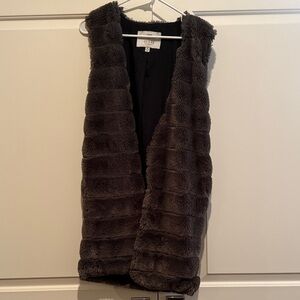 Guess Charcoal Faux Fur Vest